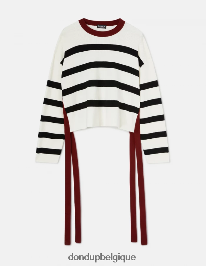 femmes vêtements DONDUP noir blanc pull à col rond en viscose 8826D0339