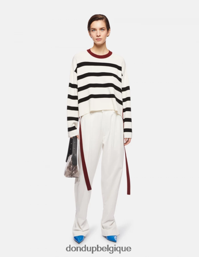 femmes vêtements DONDUP noir blanc pull à col rond en viscose 8826D0339