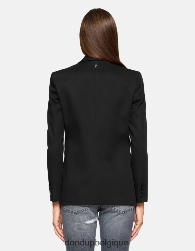 femmes vêtements DONDUP noir blazer en coton à simple boutonnage 8826D0393
