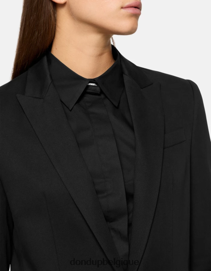 femmes vêtements DONDUP noir blazer en coton à simple boutonnage 8826D0393