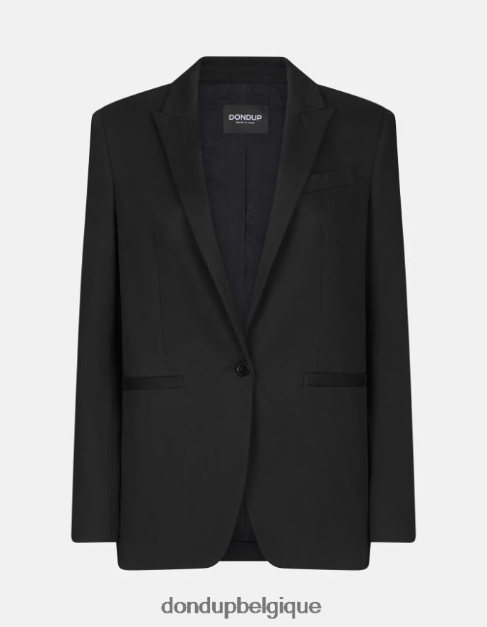 femmes vêtements DONDUP noir blazer en coton à simple boutonnage 8826D0393