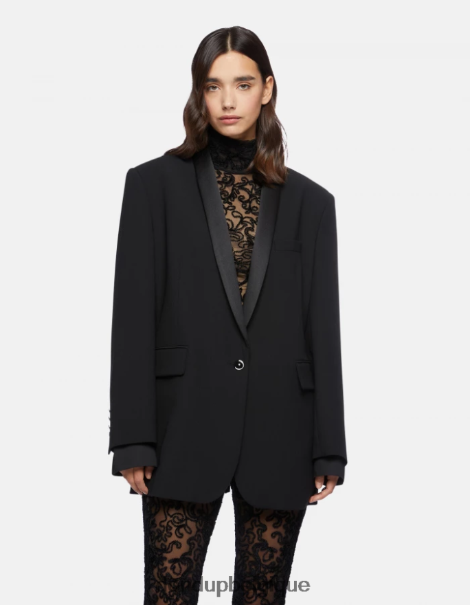 femmes vêtements DONDUP noir blazer en laine mélangée à simple boutonnage 8826D0388