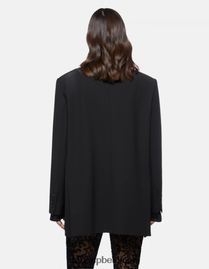femmes vêtements DONDUP noir blazer en laine mélangée à simple boutonnage 8826D0388