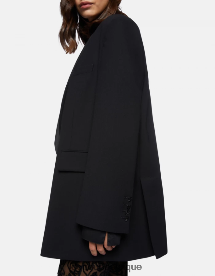 femmes vêtements DONDUP noir blazer en laine mélangée à simple boutonnage 8826D0388