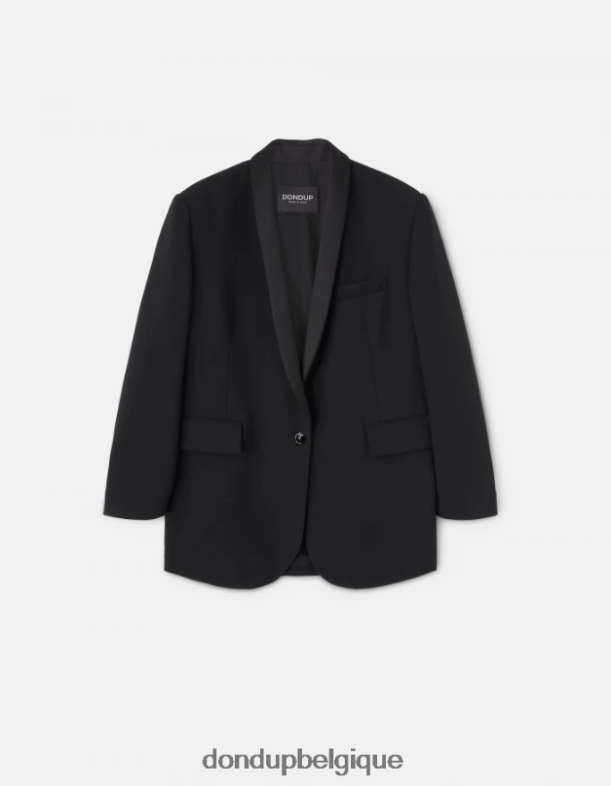 femmes vêtements DONDUP noir blazer en laine mélangée à simple boutonnage 8826D0388