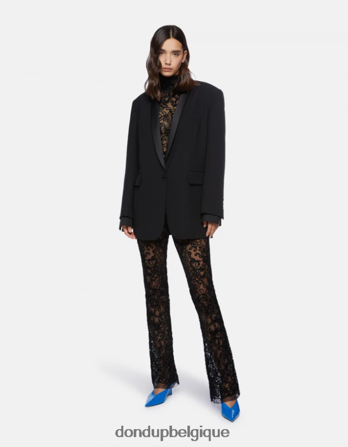 femmes vêtements DONDUP noir blazer en laine mélangée à simple boutonnage 8826D0388