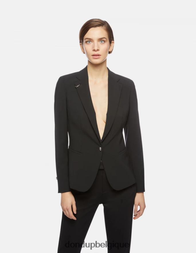 femmes vêtements DONDUP noir blazer en laine à simple boutonnage 8826D0389