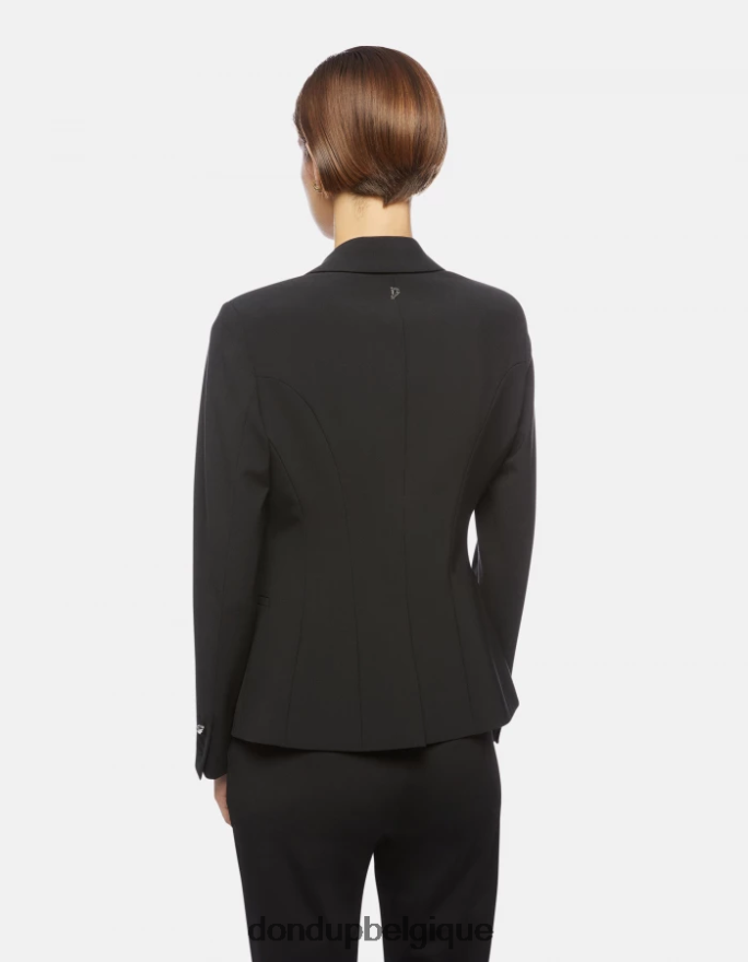 femmes vêtements DONDUP noir blazer en laine à simple boutonnage 8826D0389