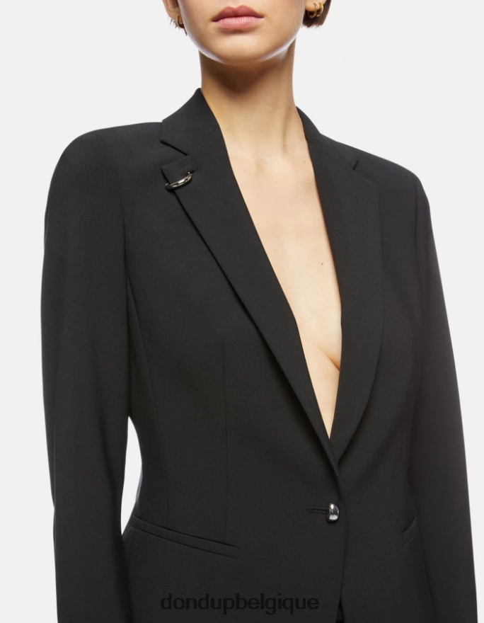 femmes vêtements DONDUP noir blazer en laine à simple boutonnage 8826D0389