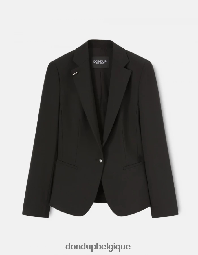 femmes vêtements DONDUP noir blazer en laine à simple boutonnage 8826D0389
