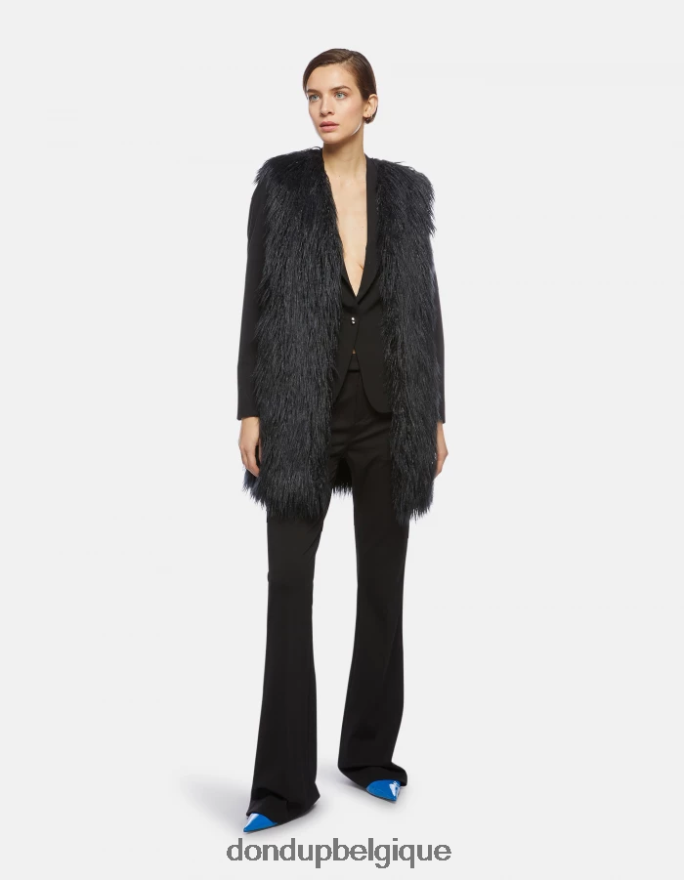 femmes vêtements DONDUP noir blazer en laine à simple boutonnage 8826D0389