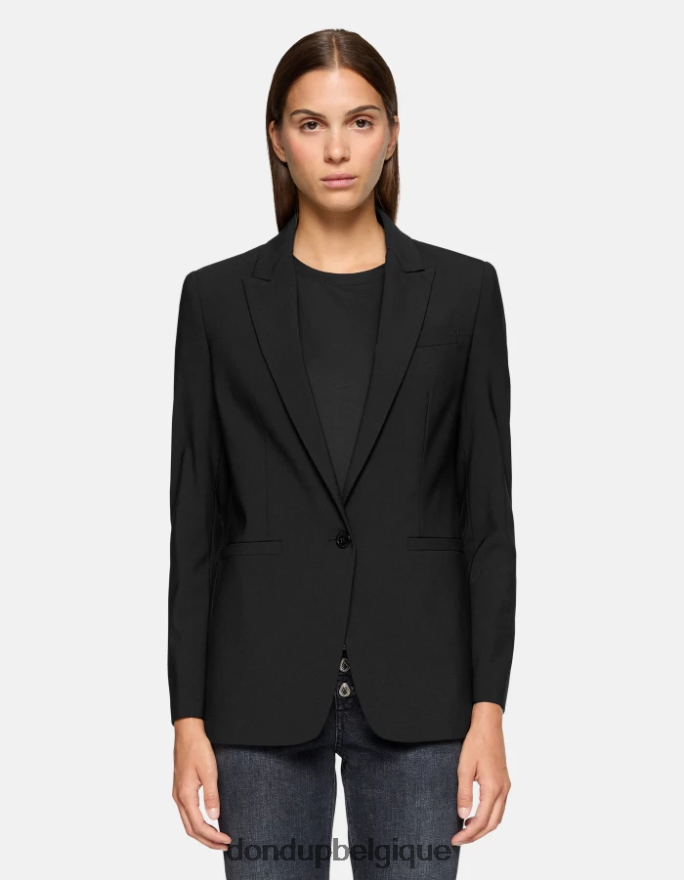 femmes vêtements DONDUP noir blazer en laine à simple boutonnage 8826D0394