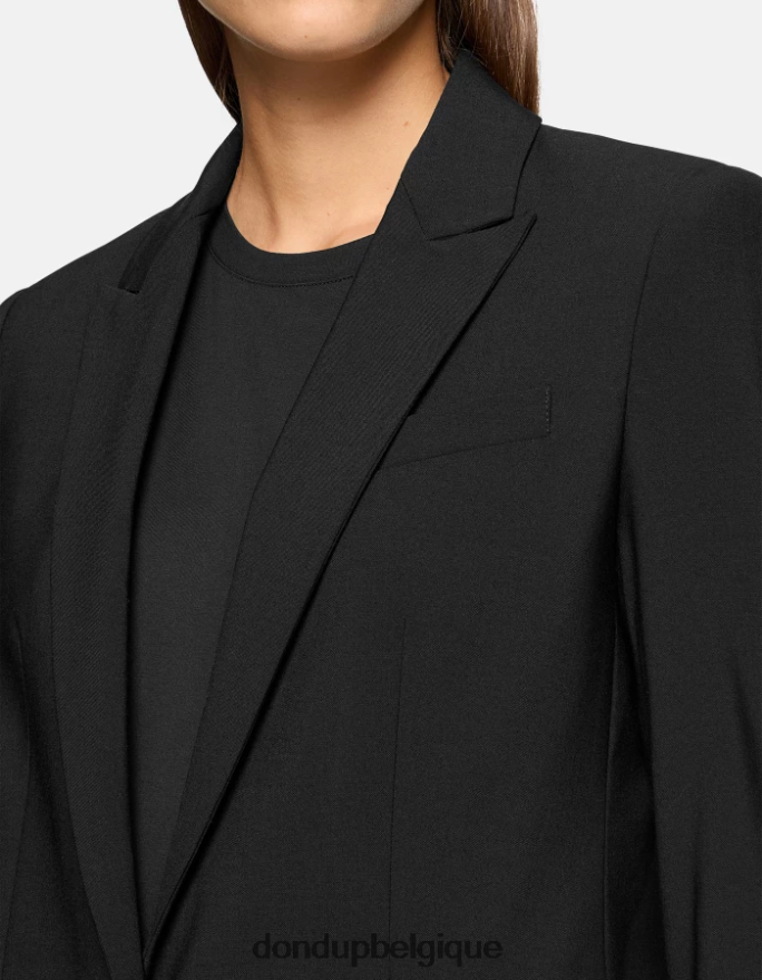 femmes vêtements DONDUP noir blazer en laine à simple boutonnage 8826D0394