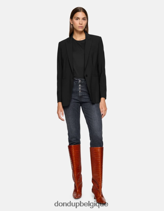 femmes vêtements DONDUP noir blazer en laine à simple boutonnage 8826D0394