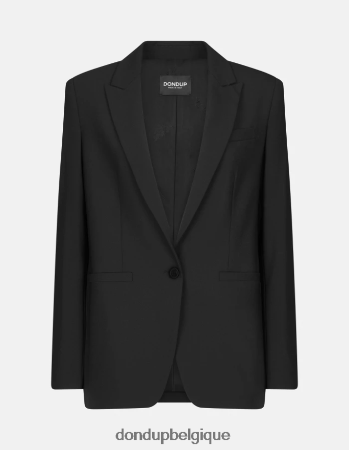 femmes vêtements DONDUP noir blazer en laine à simple boutonnage 8826D0394