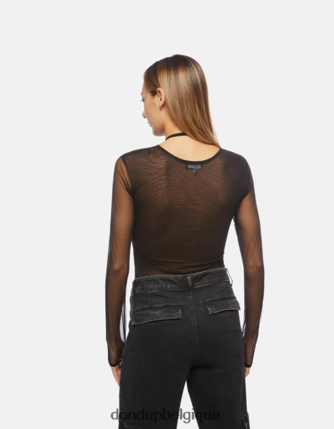 femmes vêtements DONDUP noir body slim en tulle et viscose 8826D0444