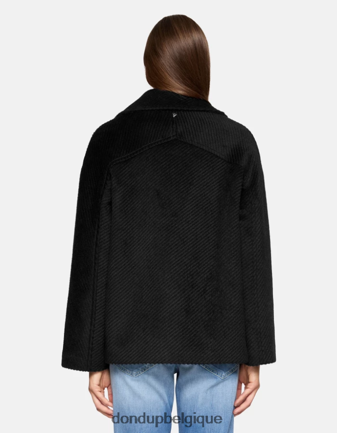 femmes vêtements DONDUP noir caban en tissu à double boutonnage 8826D0344