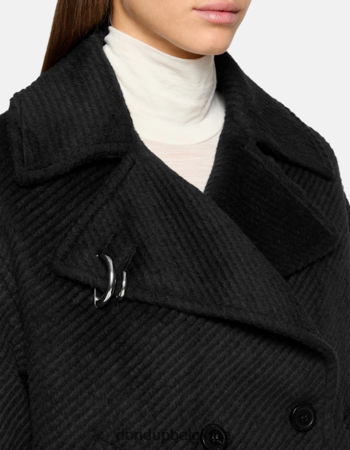 femmes vêtements DONDUP noir caban en tissu à double boutonnage 8826D0344