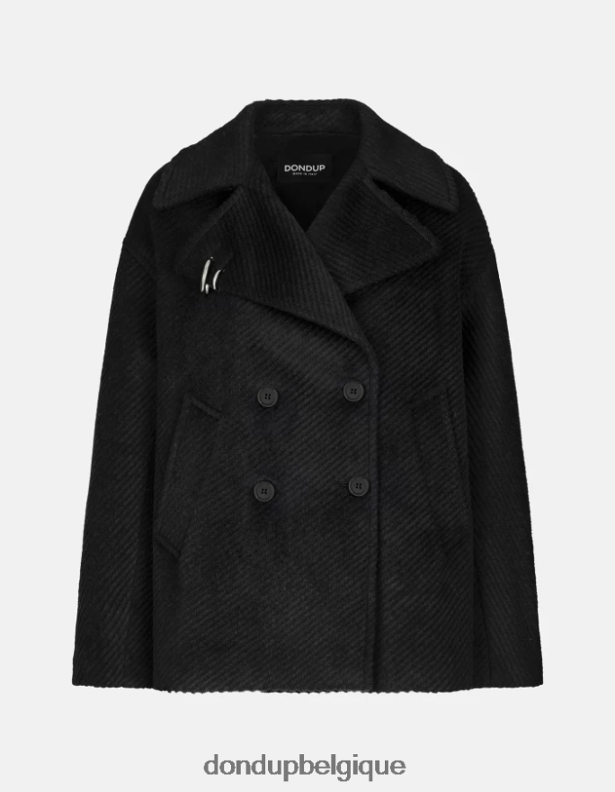 femmes vêtements DONDUP noir caban en tissu à double boutonnage 8826D0344