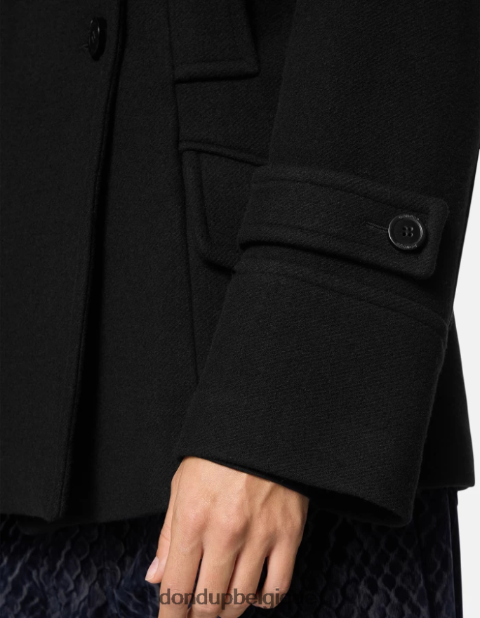 femmes vêtements DONDUP noir caban en tissu à double boutonnage 8826D0351