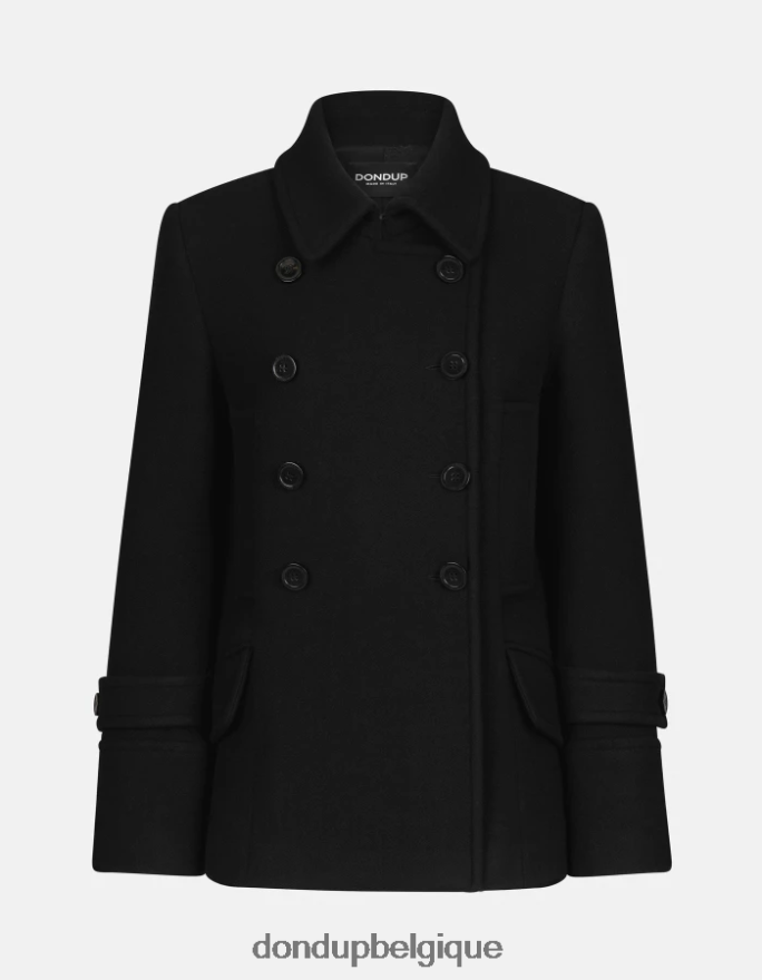 femmes vêtements DONDUP noir caban en tissu à double boutonnage 8826D0351