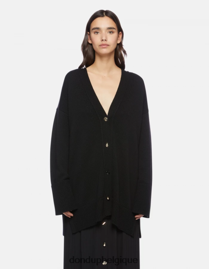 femmes vêtements DONDUP noir cardigan oversize en laine 8826D0318