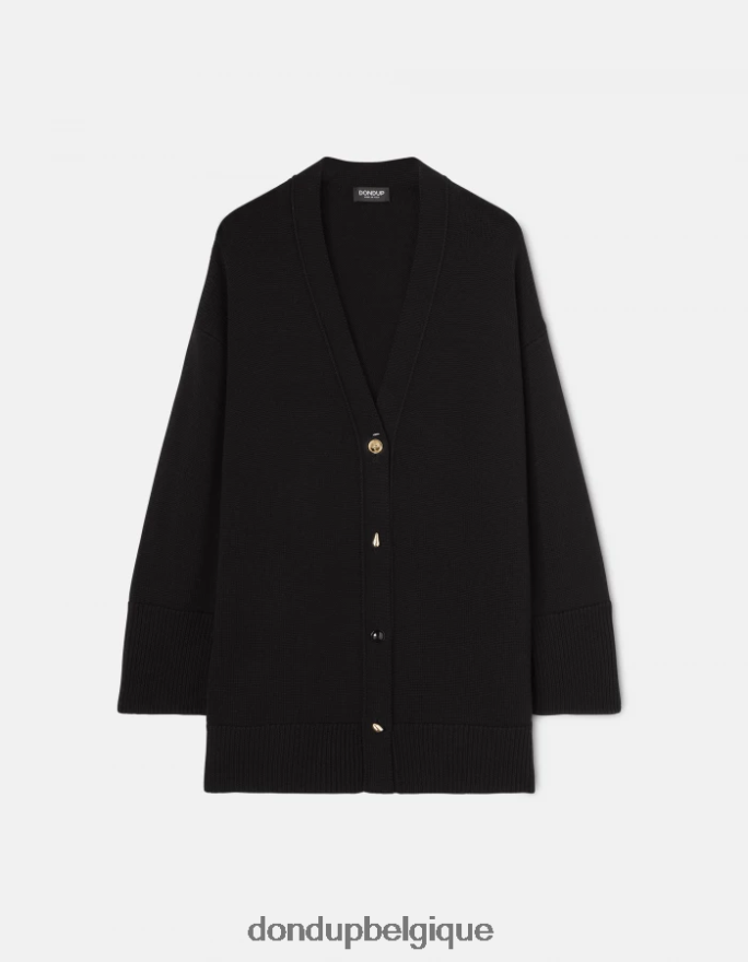 femmes vêtements DONDUP noir cardigan oversize en laine 8826D0318
