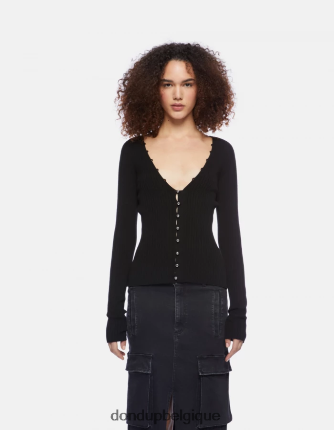 femmes vêtements DONDUP noir cardigan slim en viscose 8826D0337