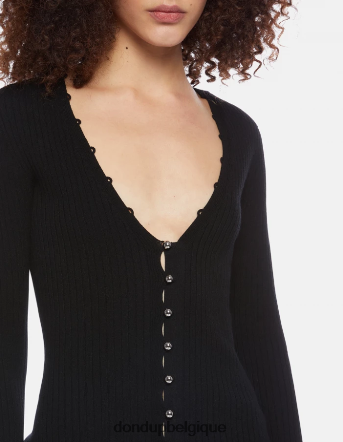 femmes vêtements DONDUP noir cardigan slim en viscose 8826D0337