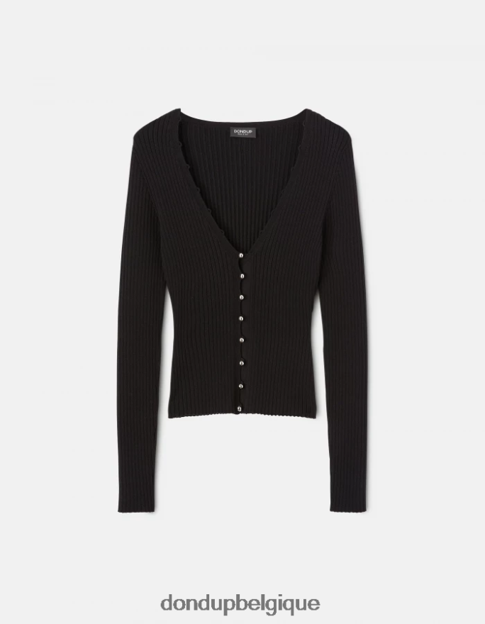 femmes vêtements DONDUP noir cardigan slim en viscose 8826D0337
