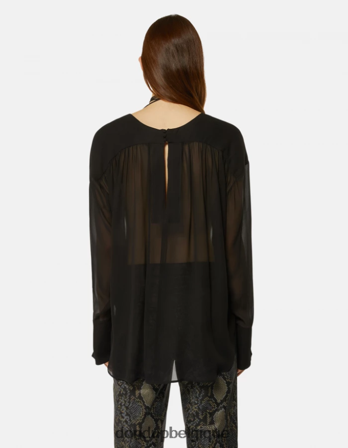 femmes vêtements DONDUP noir chemise en georgette coupe classique 8826D0268