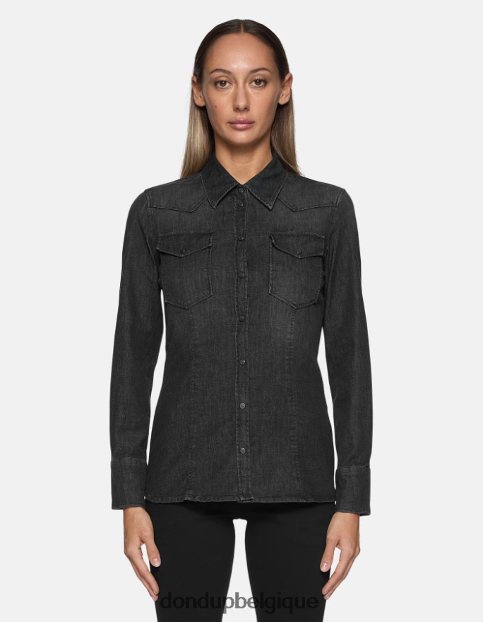femmes vêtements DONDUP noir chemise en jean coupe slim 8826D0250
