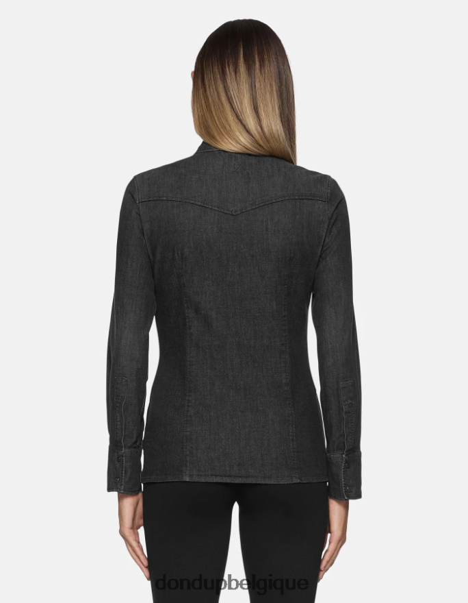 femmes vêtements DONDUP noir chemise en jean coupe slim 8826D0250