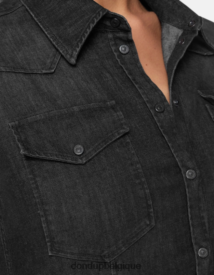 femmes vêtements DONDUP noir chemise en jean coupe slim 8826D0250
