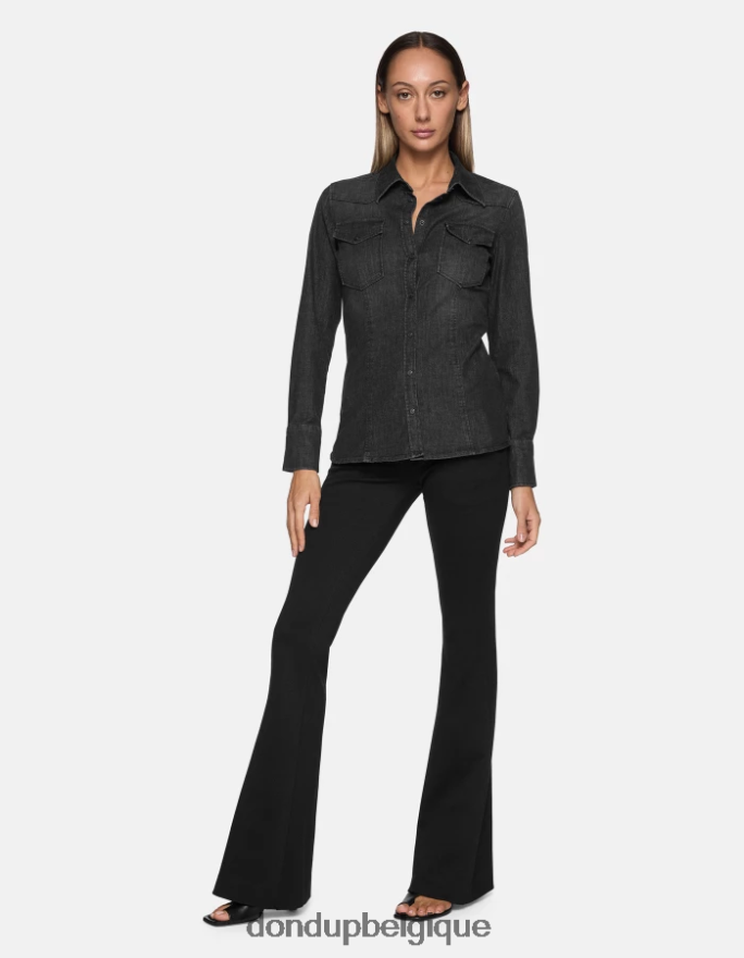 femmes vêtements DONDUP noir chemise en jean coupe slim 8826D0250