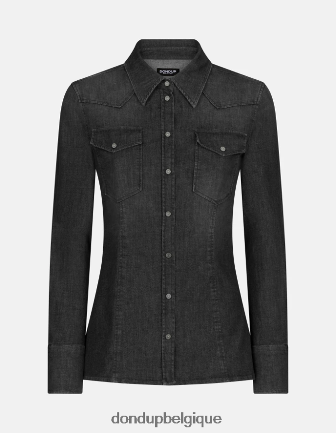 femmes vêtements DONDUP noir chemise en jean coupe slim 8826D0250