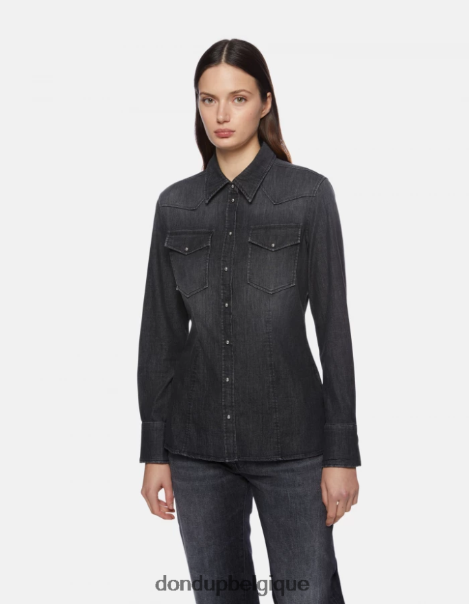 femmes vêtements DONDUP noir chemise en jean coupe slim 8826D0251