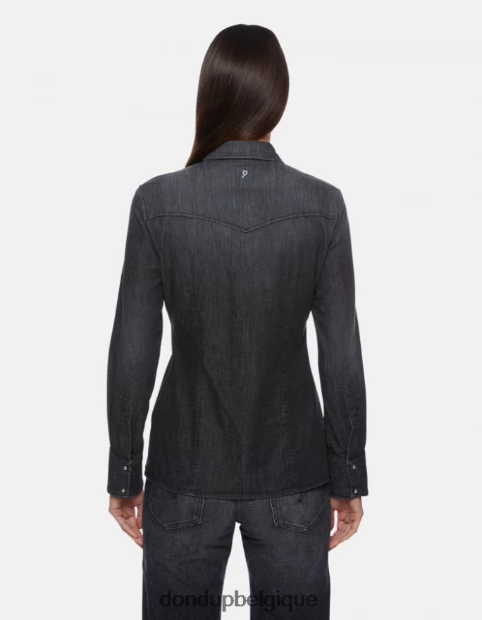 femmes vêtements DONDUP noir chemise en jean coupe slim 8826D0251
