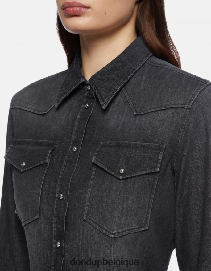 femmes vêtements DONDUP noir chemise en jean coupe slim 8826D0251