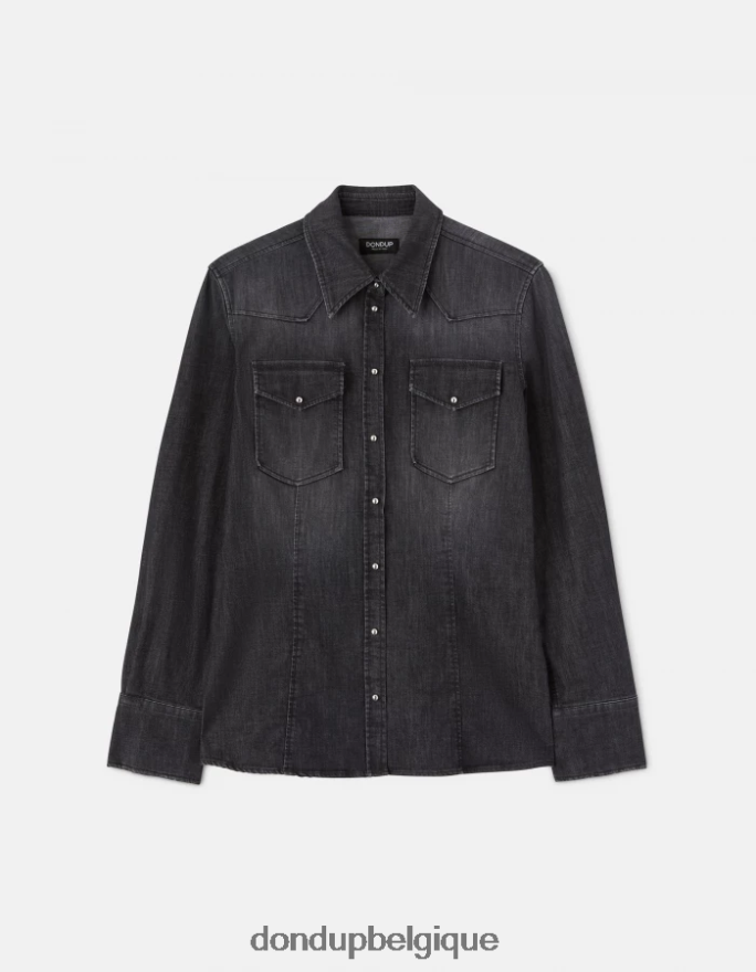 femmes vêtements DONDUP noir chemise en jean coupe slim 8826D0251