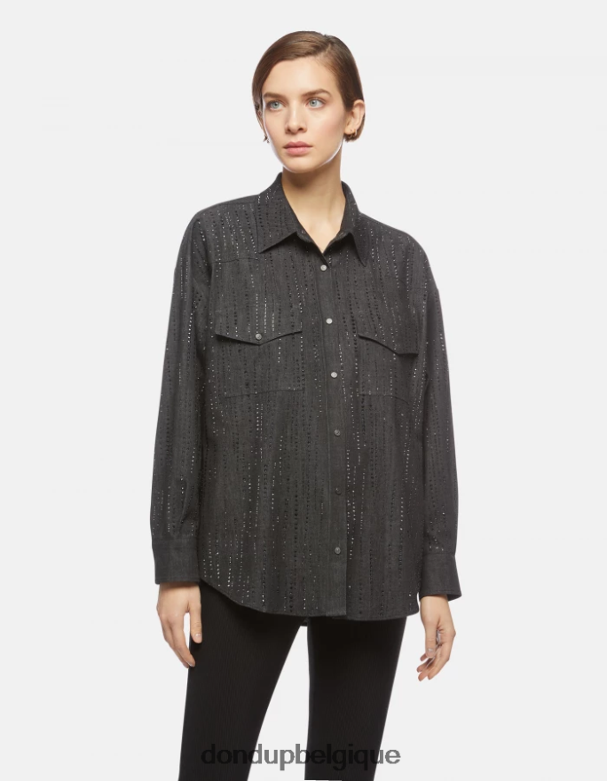 femmes vêtements DONDUP noir chemise en jean oversize 8826D0257