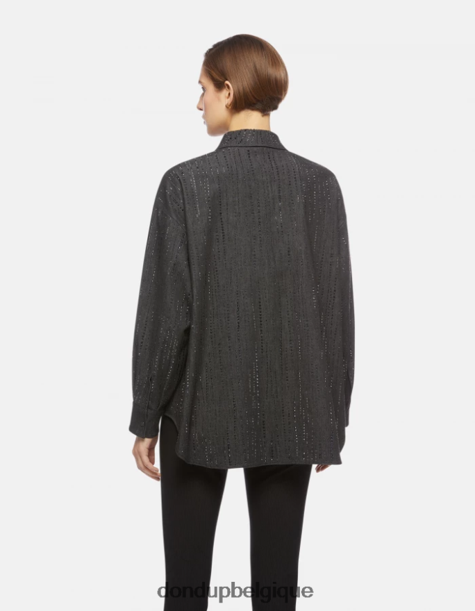 femmes vêtements DONDUP noir chemise en jean oversize 8826D0257