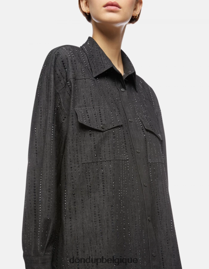 femmes vêtements DONDUP noir chemise en jean oversize 8826D0257