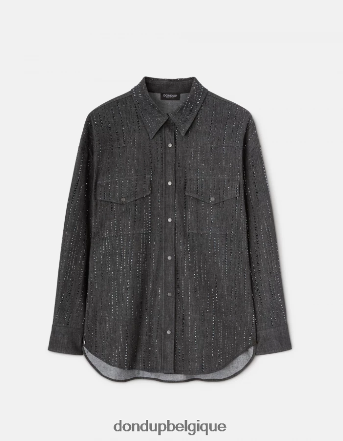 femmes vêtements DONDUP noir chemise en jean oversize 8826D0257