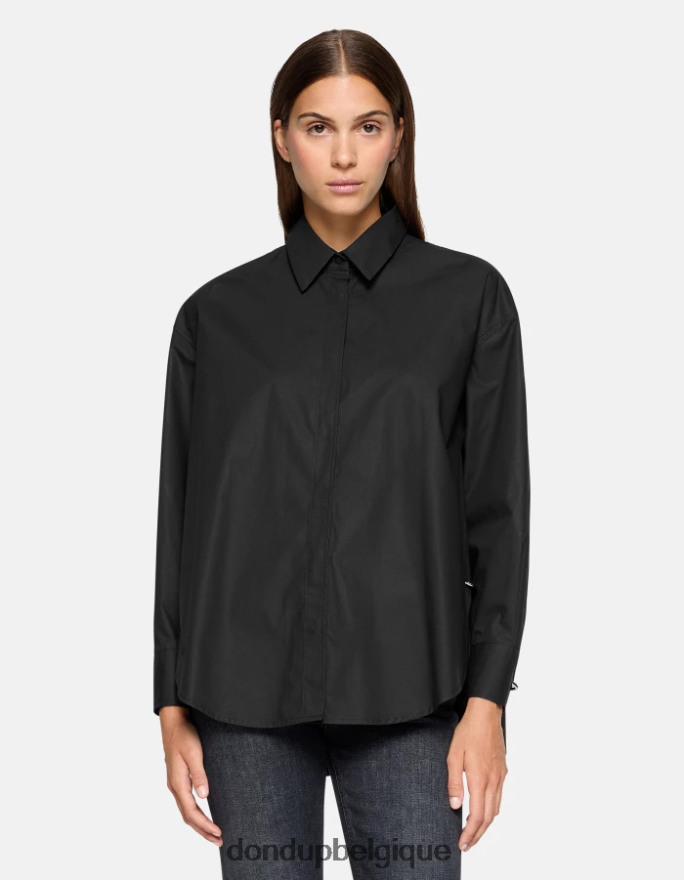 femmes vêtements DONDUP noir chemise oversize en popeline 8826D0242