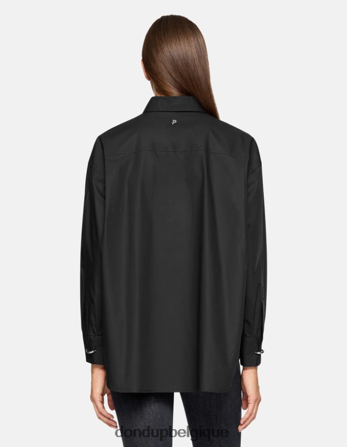 femmes vêtements DONDUP noir chemise oversize en popeline 8826D0242