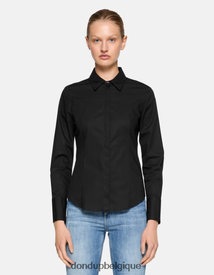 femmes vêtements DONDUP noir chemise slim en popeline 8826D0244