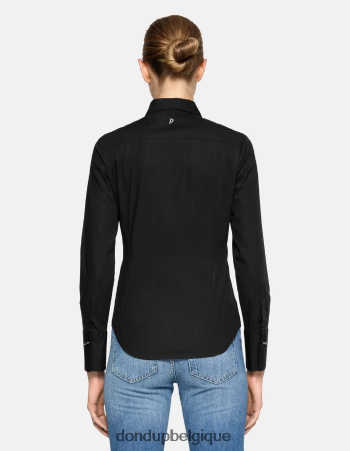 femmes vêtements DONDUP noir chemise slim en popeline 8826D0244