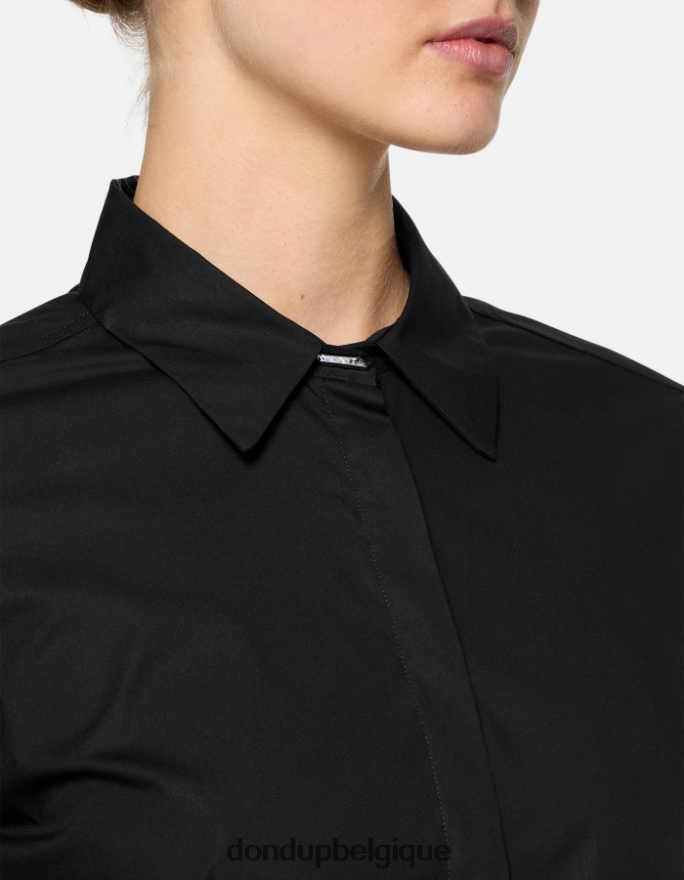 femmes vêtements DONDUP noir chemise slim en popeline 8826D0244