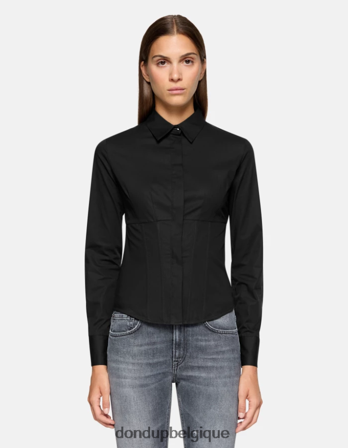 femmes vêtements DONDUP noir chemise slim en popeline 8826D0248